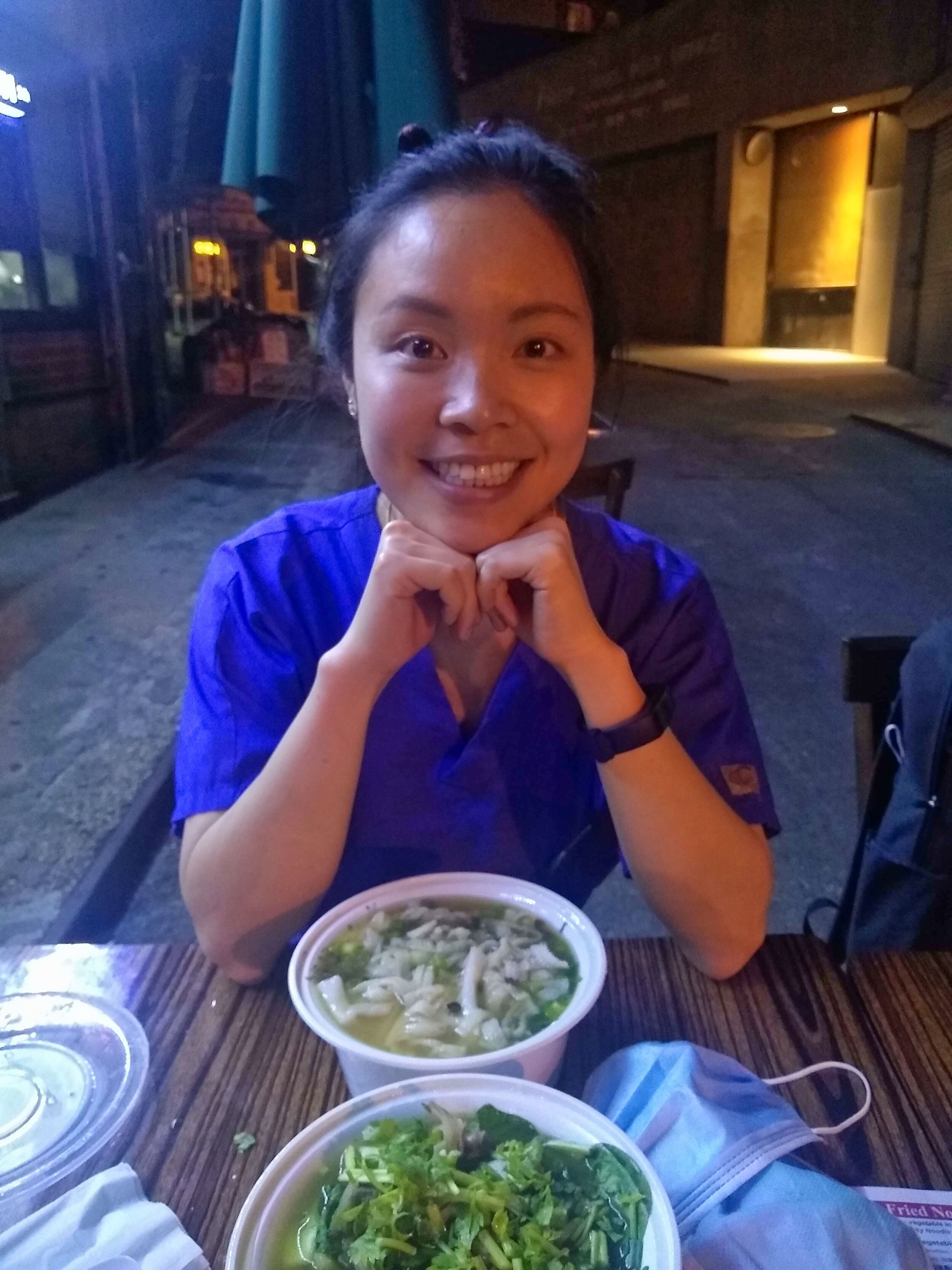 Post-call outdoor dining dinner