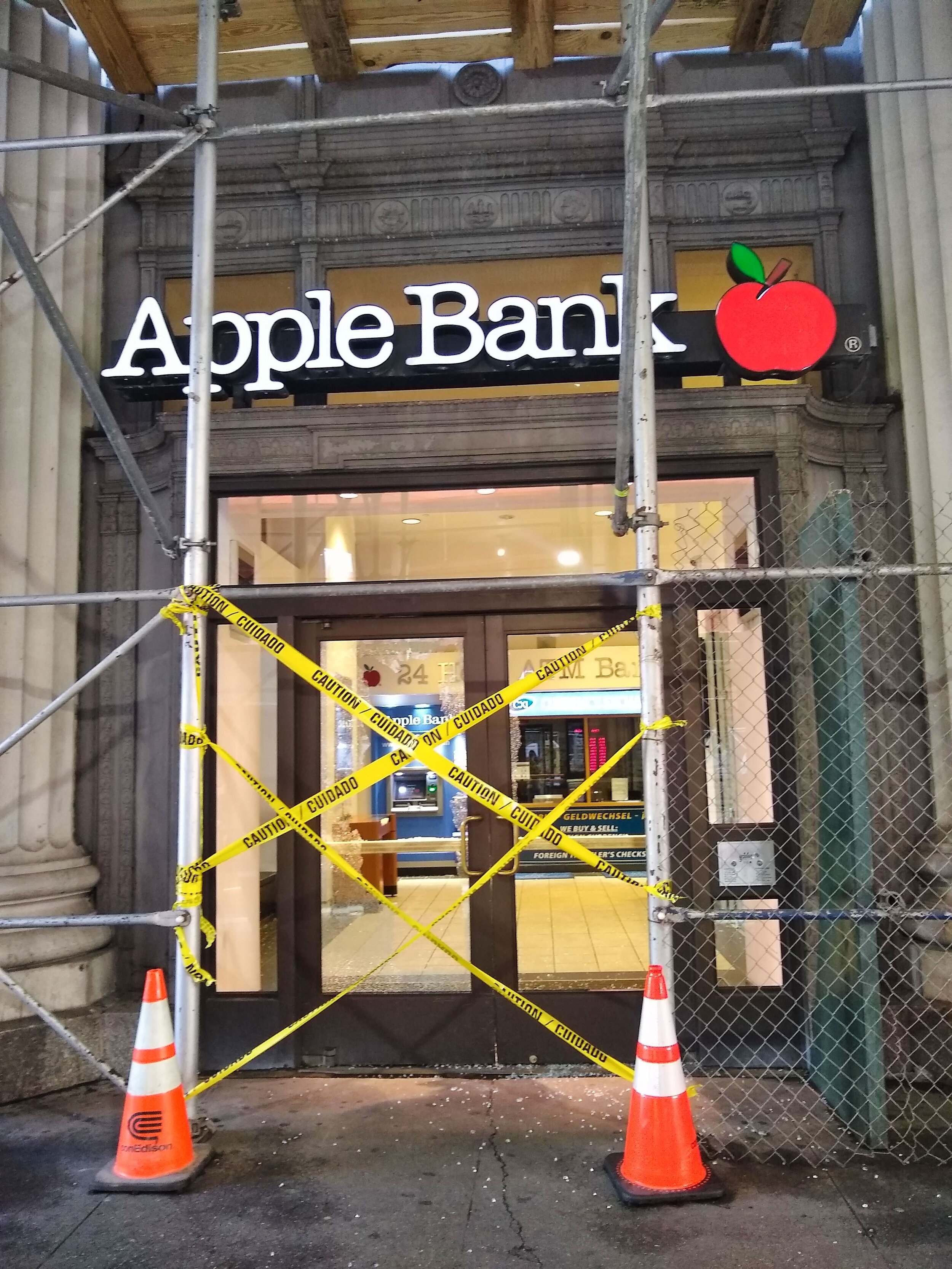 Multiple banks along the stretch of a few blocks had their windows and doors broken into.