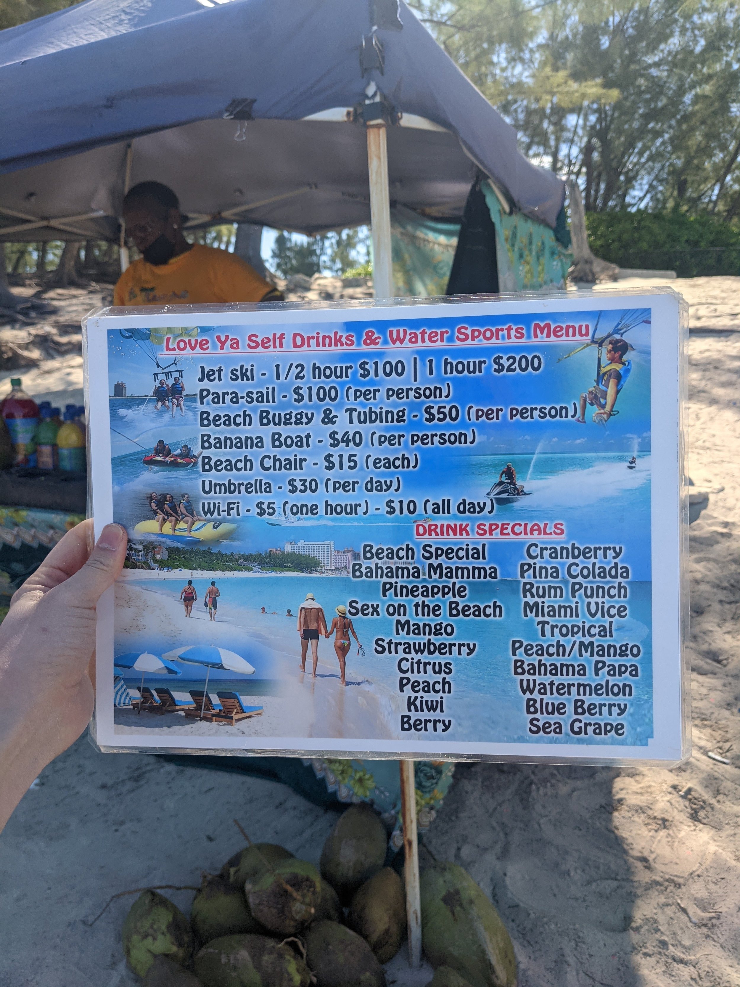 Cabbage Beach pineapple drink Nassau bahamas